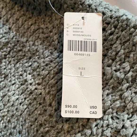 Anthropologie Pilcro NWT Turtleneck Tank Sweater in Moss Chunky Cotton Blend L - Picture 7 of 14